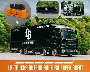 GCD 1:64 Liberty Walk LB-Trucks Mitsubishi Fuso Super Great Transporter Athlete Die-Cast Black KS-073-302