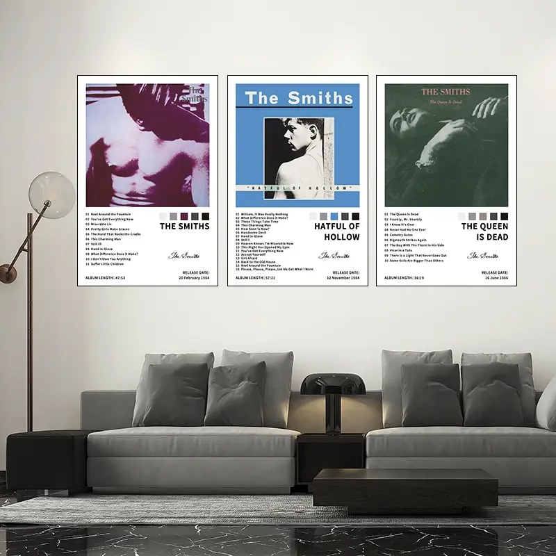 3-piece canvas poster set featuring The Smiths/Hatful of Hollow/The Queen Is Dead, Modern Art Design, Vintage Wall Art, Unframed wall art, Art Prints, Art Work For Wall Decor. Ideal for home gifts or room wall decorations