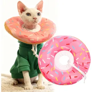 Soft Comfortable Cat Donut Cone Collar After Surgery, Adjustable Elizabethan Recovery Collar to Stop Licking, Lightweight Soft Neck Cone for Cats Kitten (Pink, Small)