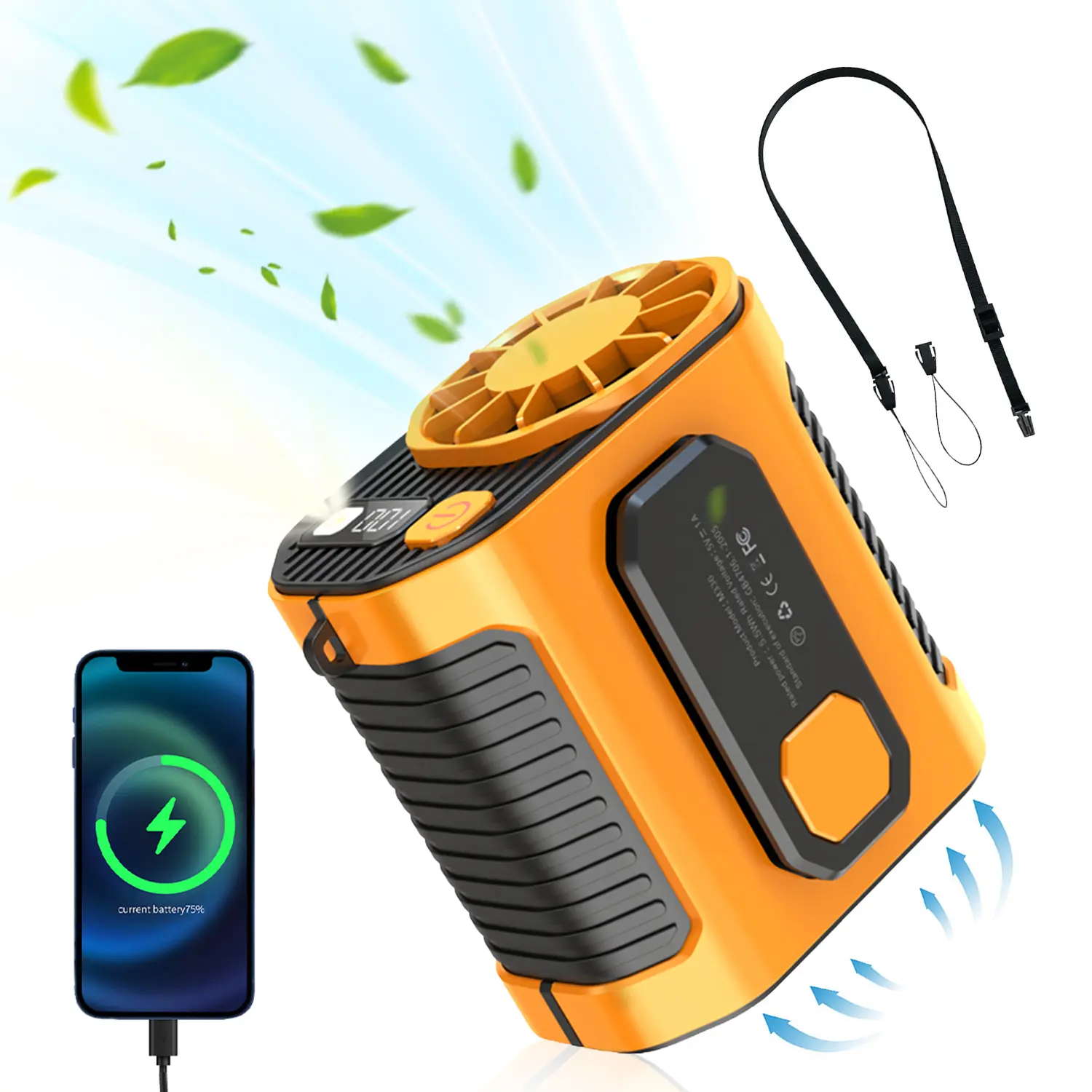 Portable Waist Fan,Rechargeable Wearable Shirt Clip Fan with Light,5000mAh Battery Power bank,Powerful 10 Speeds Belt Personal Cooling Fans for Outdoor Jobsite Camping Travel#SummerWins#tiktokshopbacktoschool