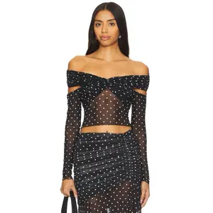 AFRM Wilson Top in Noir Dot Womenswear Blouse Women