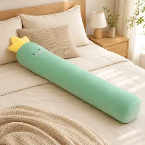 100cm Cute Long Plush Body Pillow, Cartoon Cactus Strawberry Dinosaur Carrot Bolster Pillow, Ultra Soft Hugging Pillow for Bed Sofa Nap Relaxing, Cute Embroidered Plush Pillow Gift