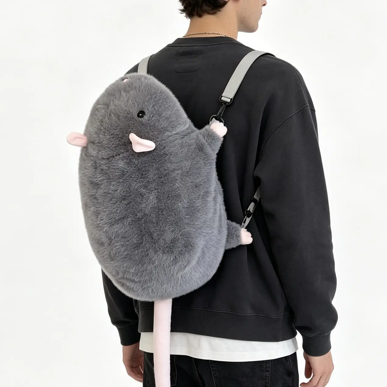 Oversized Chonky Fancy Rat Carrying Backpack, Cute Mice Plush Bag, Unisex Stuffed Toy Gift for Kids, Birthday Present for Collection