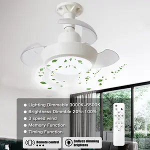 Mother's Day Gift—Modern Smart Retractable Ceiling Fan with LED Light & Remote – RGB Color-Changing, 3-Speed Airflow, Adjustable Mood Lighting”