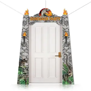 3 count Dinosaur Party Decorations Porch Banner Backdrop, Dinosaurs  Flames Birthday Party,  Shower Decor, Dino Theme Party Supplies