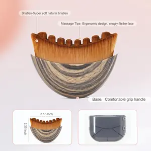 2 Pack  Lymphatic Contour Face Brush, Manual Lymphatic Drainage Massager, Natural Makeup Brushes with Durable Soft Bristles, Hypoallergenic Ergonomic Facial Cleansing Brush for Sculpting