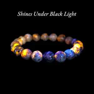 Yooperlite Bracelet Unisex Natural Stones Healing Bracelet 8 or 10mm Crystal Beads Elastic Band