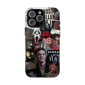 Scream Ghost Face Phone Case Horror Movie Collage & Classic Quote Aesthetic Design Compatible for iPhone 17 16 15 14 13 12 11 and for Samsung S21-S25 Ideal Gift for Scream Collectors