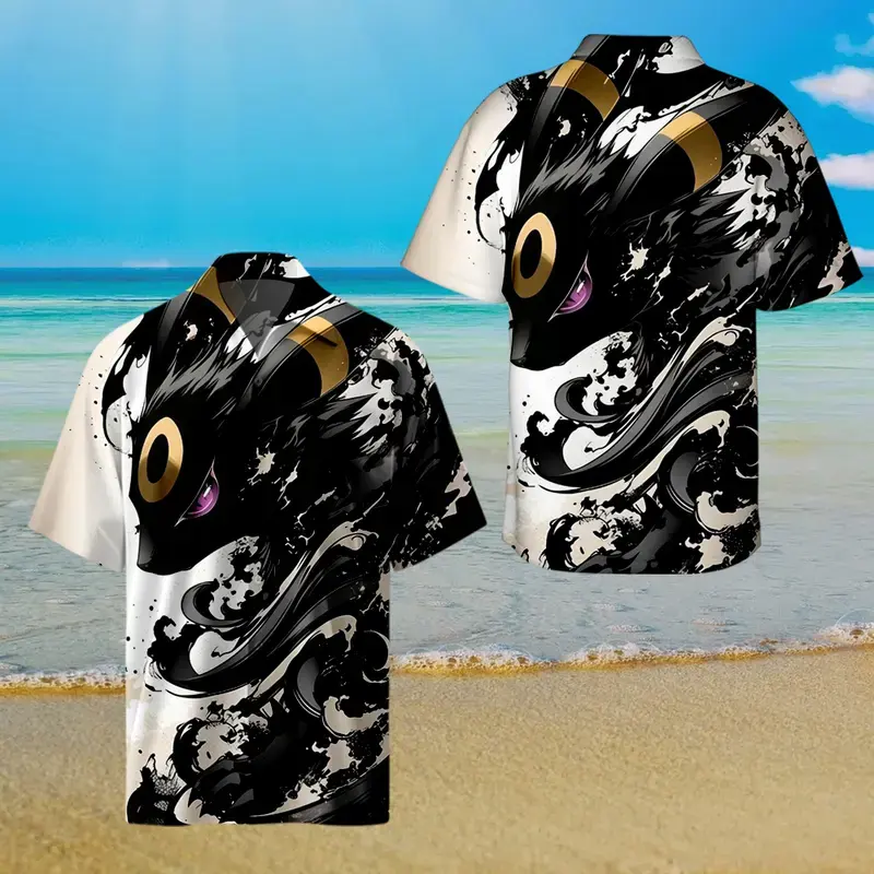 Umbreon Hawaiian Shirt - Cool Anime Summer Beach Aloha Shirt for Men & Anime Fans