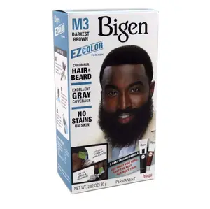 Bigen EZ Color for Men M3 Darkest Brown Kit - Excellent Gray Coverage No Stains on Skin 2.82 oz Permanent Hair & Beard Dye M3 Darkest Brown