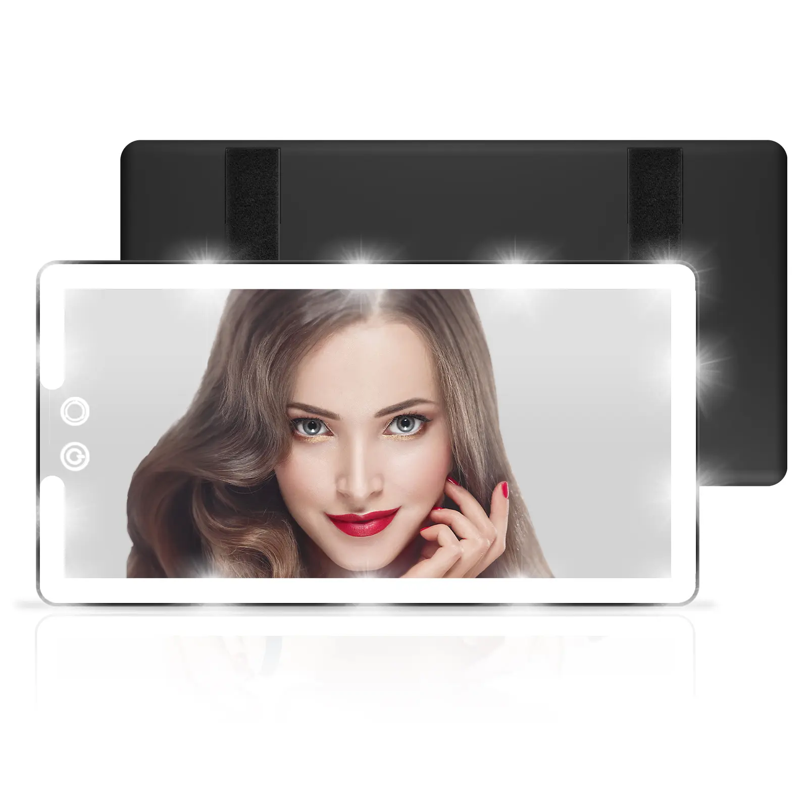Upgraded LED Car Sun Visor Vanity Mirror with Large Dimmable Lights Rechargeable Portable Design Universal Fit Rearview Mirror Sun Visor Makeup Mirror Perfect On-the-Go Beauty Companion for Daily Use and Travel