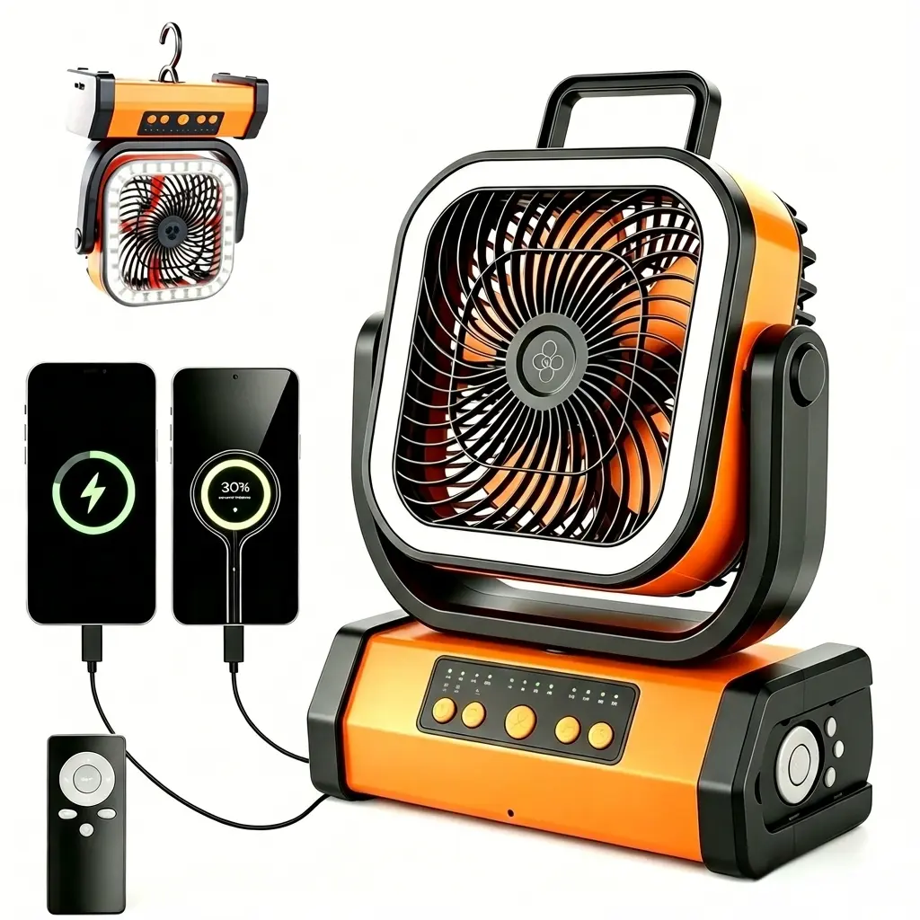 30000mAh Portable Battery Operated Fan with LED Lantern, Fan with a built-in power bank, capable of charging mobile phones., Heavy Duty Personal Quiet Fan for Outdoor, Soccer Mom, Tent, RV, Jobsite & Hurricane Emergency Survival Gear