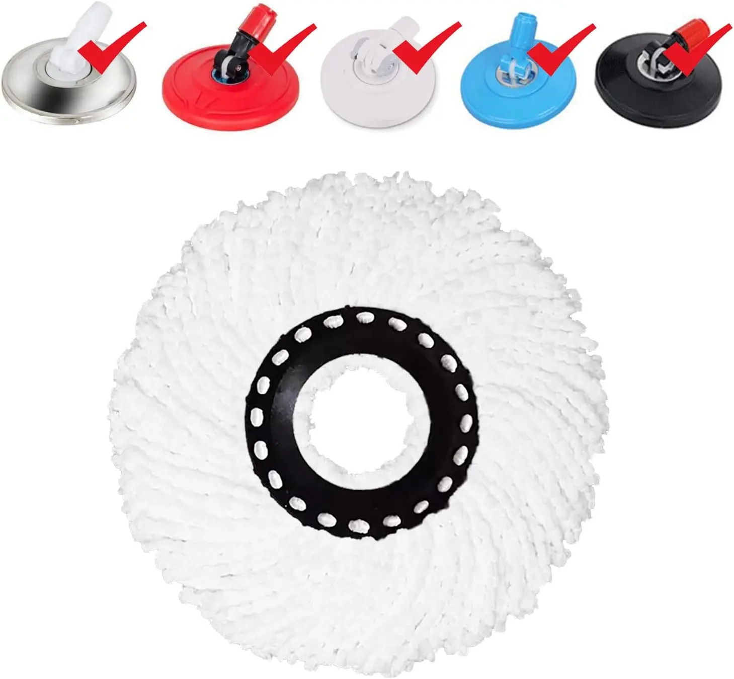Round Spin Mop Heads Replacement Microfiber Heads-Compatible With Select Models Hand Cleaning Round Spin Mop Heads Replacement Microfiber Heads-Compatible With Select Models Hand Cleaning