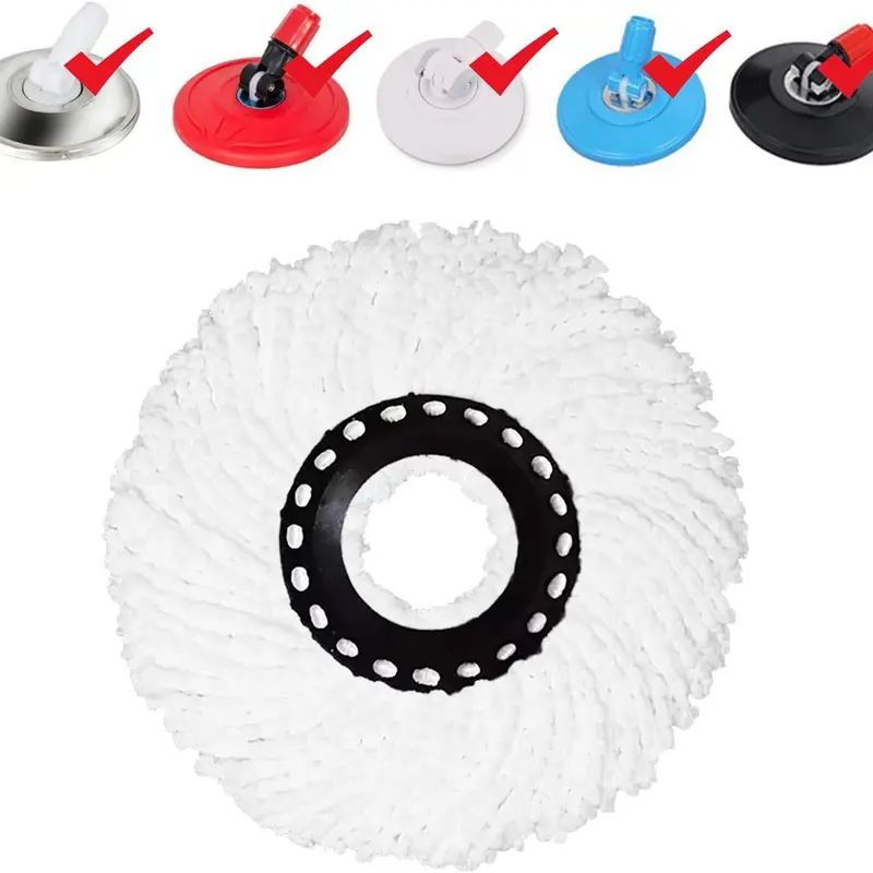 Microfiber Mop Refill - Round Spin Reusable Replacement Head with Bag, Multi-Size Circular Fit, Removable Hand/Machine Washable, Dust+Water Pickup, Cleaning Supplies for Flooring, Works on Wood Tile Vinyl & More (Head Only for Select Models)