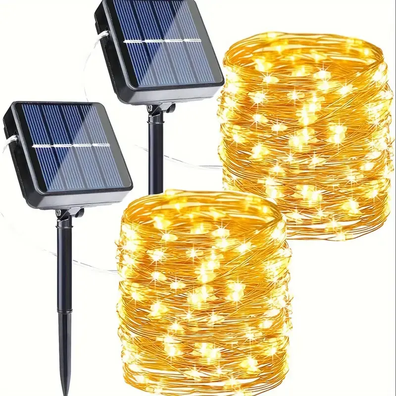 2 Pack Solar String Lights, Total 144FT 400 LED Outdoor Solar Fairy Lights, 8 Modes Solar Twinkle Lights, Mini LED Solar String Lights For Christmas Garden Party Decor, Warm White