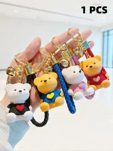 Adorable Bear Keychain Pendant Set, Handmade Cute Animal Design Accessories, Ideal Gift for Graduation & School Season