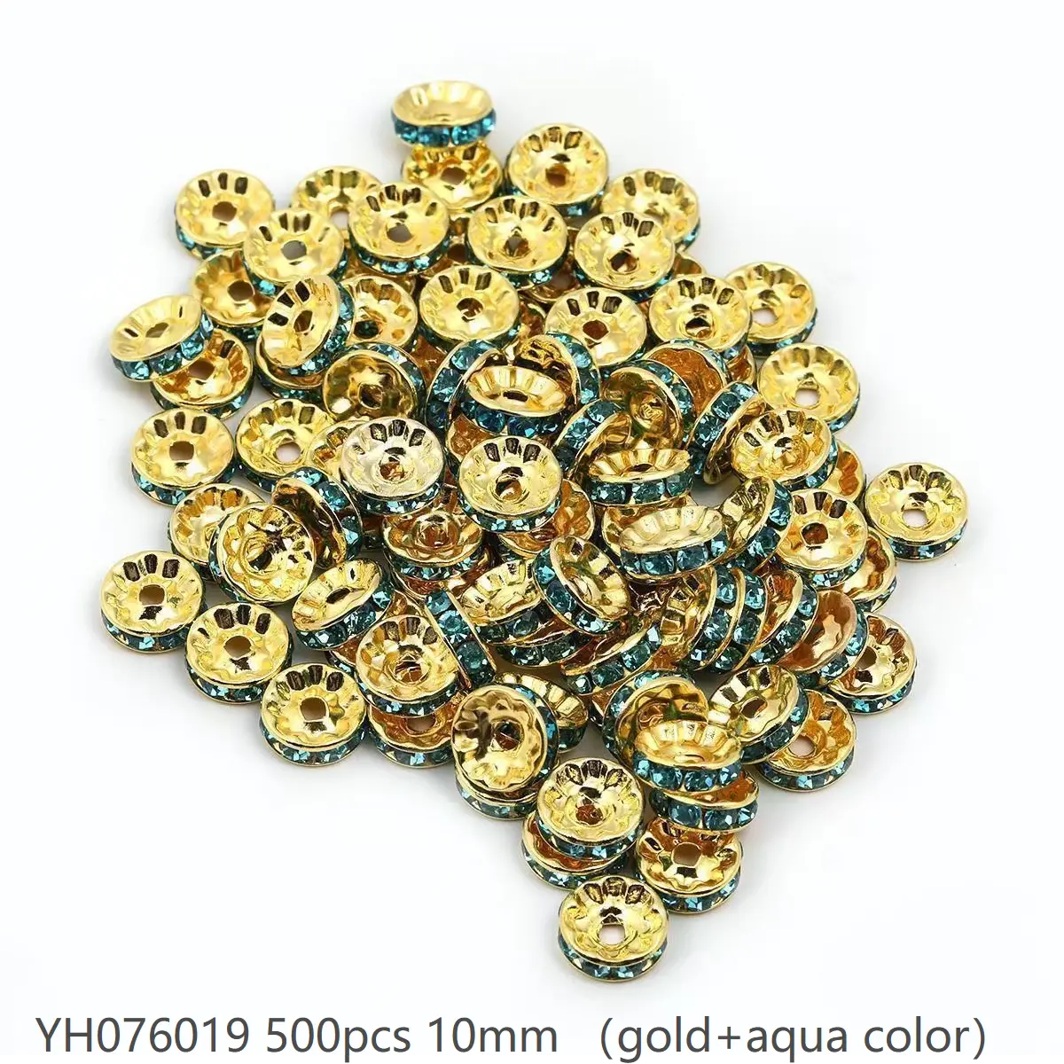 #76(10mm 500pcs) Gold/ Aqua color YH076019
