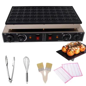 Mini Dutch Pancake Baker Maker, Commercial Electric Nonstick 25Pcs/50Pcs Poffertje Mini Pancake Maker Stainless Steel for Restaurants, Cafes Shops, 110V, 1800W(50Pcs)
