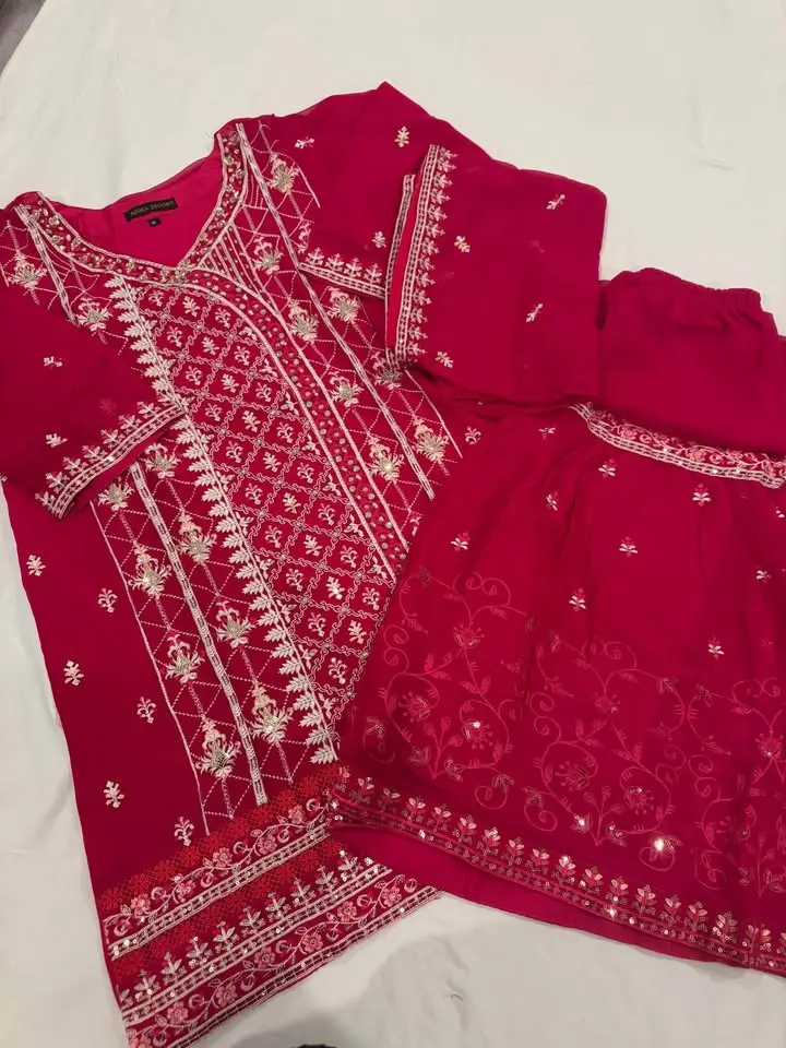 New 3pcs chiffon gharara set S38 L 46