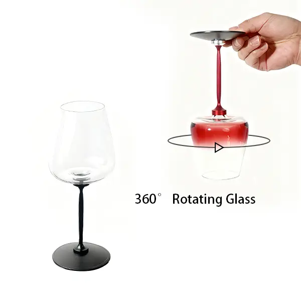 360° Rotating Crystal Stemware Red Wine Drinking Glass - 0-500 ml Stemmed Glassware Drinkware, Bar Use Accessory