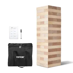 VEVOR Tumbling Timber Toy,  , 60 Blocks Giant Tumble Tower Blocks Game, Pine Wood Tumbling Tower Game with Carry Bag and Scoreboard, Wooden Stacking Game, Tumble Tower Family Games for Indoor/Outdoor