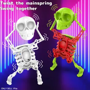 3D Mechanical Dancing Skull Clock, Spring Toy Desk Decoration, Stress Relief Gift, Halloween Party Funny Present, Model 616-137