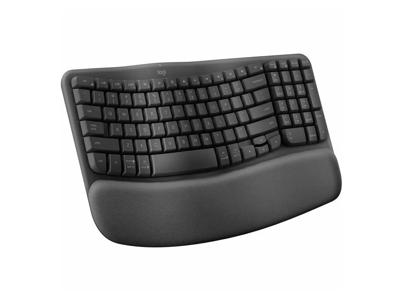 Logitech Wave Keys Wireless Ergonomic Keyboard with Cushioned Palm Rest, Comfortable Natural Typing, Easy-Switch, Bluetooth, Logi Bolt Receiver, for Multi-OS, Windows/Mac - Graphite