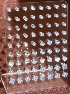72 Piece Zircon, Heart Square Round Multi-Size Studs, Unisex Fashion Jewelry for Daily Wear, Christmas Valentine's New Year Gift, Zircon Stud Earrings, Earrings Set
