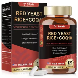 Totaria Red Yeast Rice 2000mg with CoQ10 & Bergamot | Monacolin K & Citrus Bergamot Supplement | CoQ10 100mg + Hawthorn + Multi-Vitamins | 3rd-Party Tested, Vegan, Non-GMO, Citrinin-Free