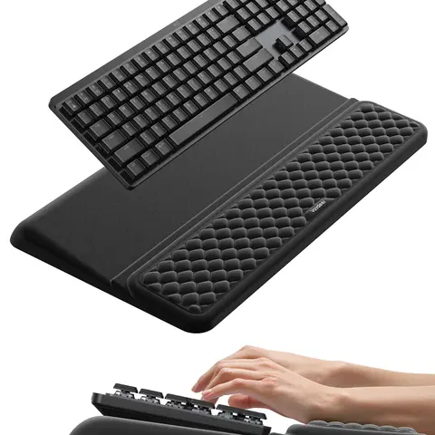 Vaydeer Ergonomic Keyboard Stand with Soft Memory Foam Wrist Rest - Silicone, Non-Slip Base Grips, Wobble-Free Riser Tray, Gaming Accessories, Breathable Lycra Office PC Desk Accessory for Work & Office Workers, Girly Accent