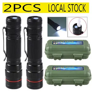 2-pack rechargeable super bright zoomable flashlights, USB rechargeable LED flashlights, 3 modes, outdoor mini flashlights, with USB data cable and mini storage case.