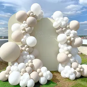 131pcs White Sand White Balloon Garland Arch Kit, Wedding Engagement Party Decor Balloons Set, Bridal Shower Baby Shower Birthday Baptism Decoration Backdrop