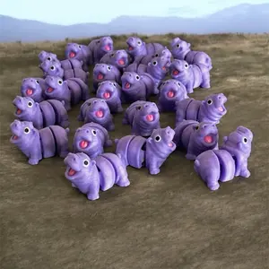 Mini tiny purple hippo hippopotamus 3D printed figure decoration