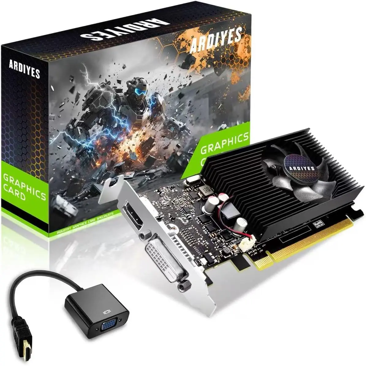 GT 1030 Low Profile Graphics Card 4GB DDR4 64-bit, HDMI & DVI-D, PCIe 3.0 x4, Small Form Factor (SFF) PC Build Multi-Monitor Office Work (No Gaming)