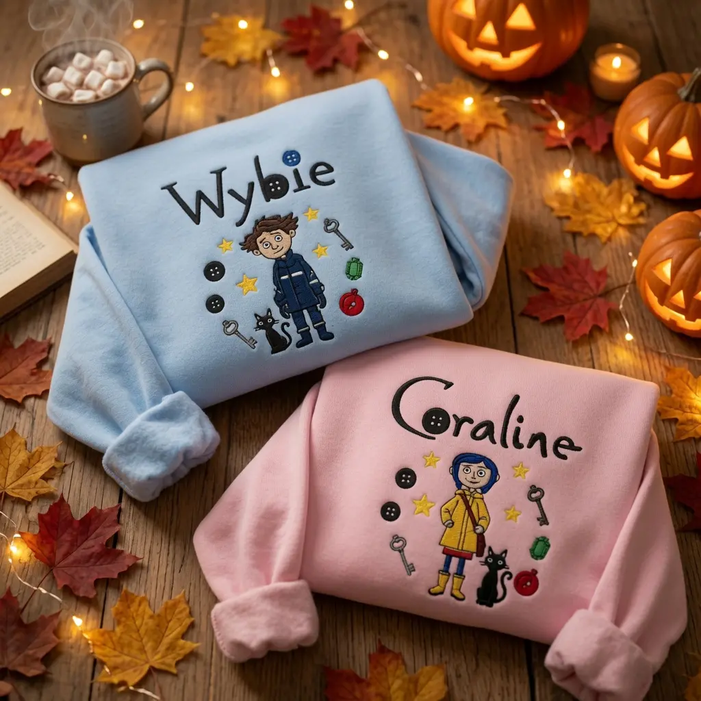 Eyes Doll Embroidered Sweatshirt, halloween Doll Embroidery Hoodie, Scary Doll Embroidery Sweater, Custom Name, Personalized Year, Gifts