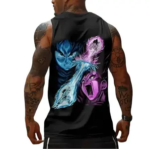 Dragon Ball Z Energy Clash Tank Top – Goku vs Buu vs Vegeta Anime Gym Shirt