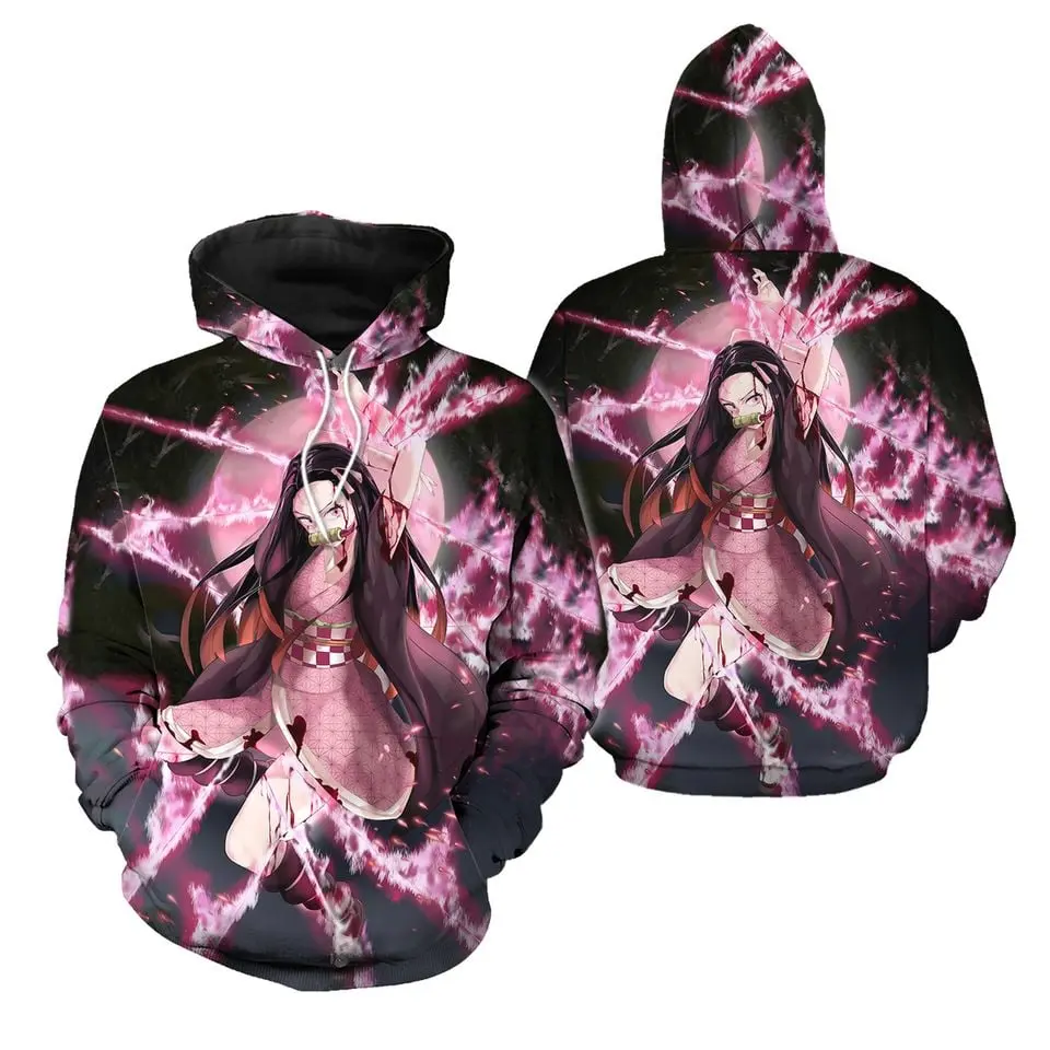 Anime Demon Slayer Hoodies, Unisex 3D Printed Cosplay Nezuko Sweatshirt for Unisex