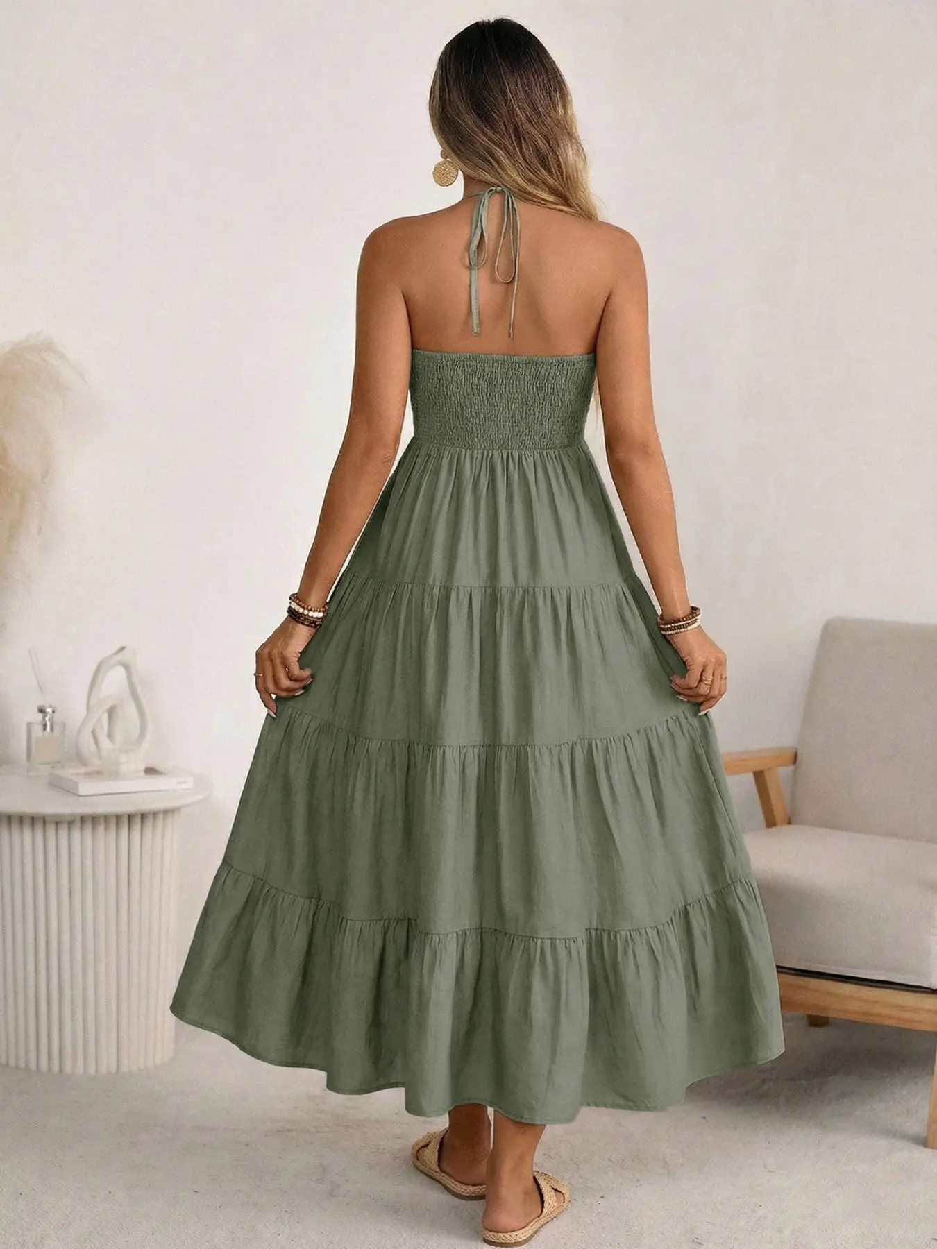 Women's Plain Dress Summer Clothes Casual Basic Loose Fit Sleeveless A Line  Dress for Beach Holiday Vacation Party Minimalist Design Boho Notched Neck  Green - TikTok Shop