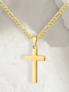 Cross Necklace for Men, Minimalist Style, Long Chain Collarbone Pendant, Smooth Finish, Luxury Unique Necklace, Recommended for Back-To-School Season