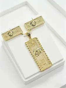 Men's Fashion Hip Hop Dollar Pendant Earrings Necklace Jewelry Set, Vintage Punk Style, Perfect Gift for Valentine's Day Birthday Party, Necklaces Earrings Set