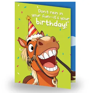 Funny Horse Musical Birthday Card, Shaking & Singing  Bday Card, Hilarious Gag Gift for Women Men Friends Coworkers, Unique Birthday Card with Envelope