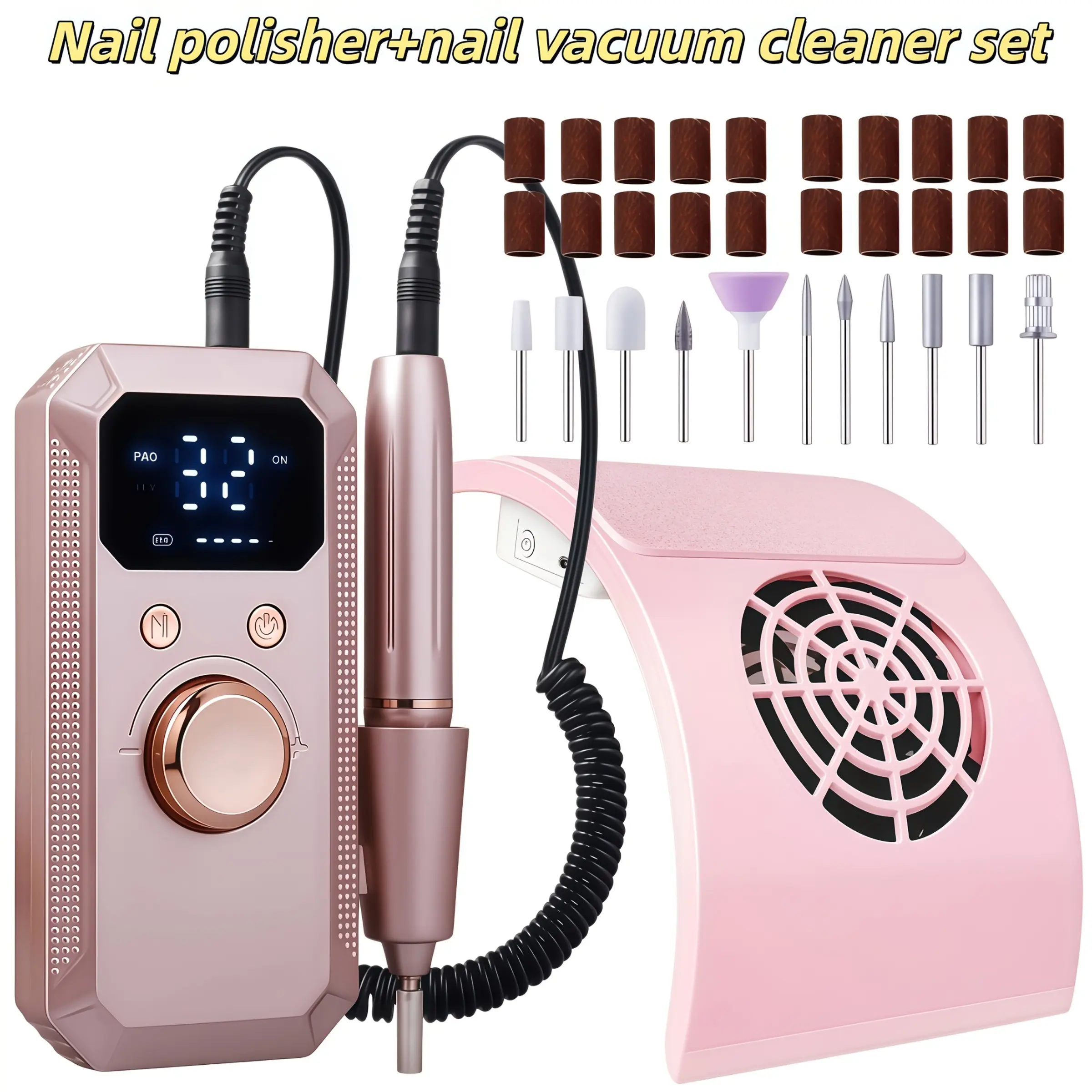 Nail, Manicure and Pedicure Polisher Tool Set, Rechargeable USB Electric Nail File Kit, 32 Adjustable Settings, Portable Nail Care Tools, Nail Art