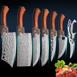 3/7-piece Professional kitchen chef knives, handmadeforged stainless steel chef knife, suitable for cutting meat,convenient kitchen vegetable cutting knife.