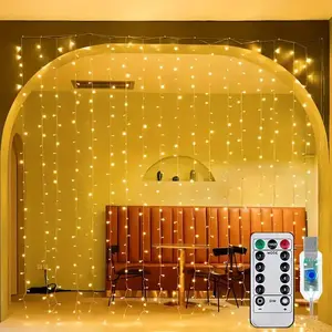 USB Plug-in LED Curtain Light, 1 Count 8 Modes LED String Light with Remote Control, Decorative Light for Home Party Wedding, Dimmable Led Lights, Led Lights Bedroom, Led Lighted, Led Lighting
