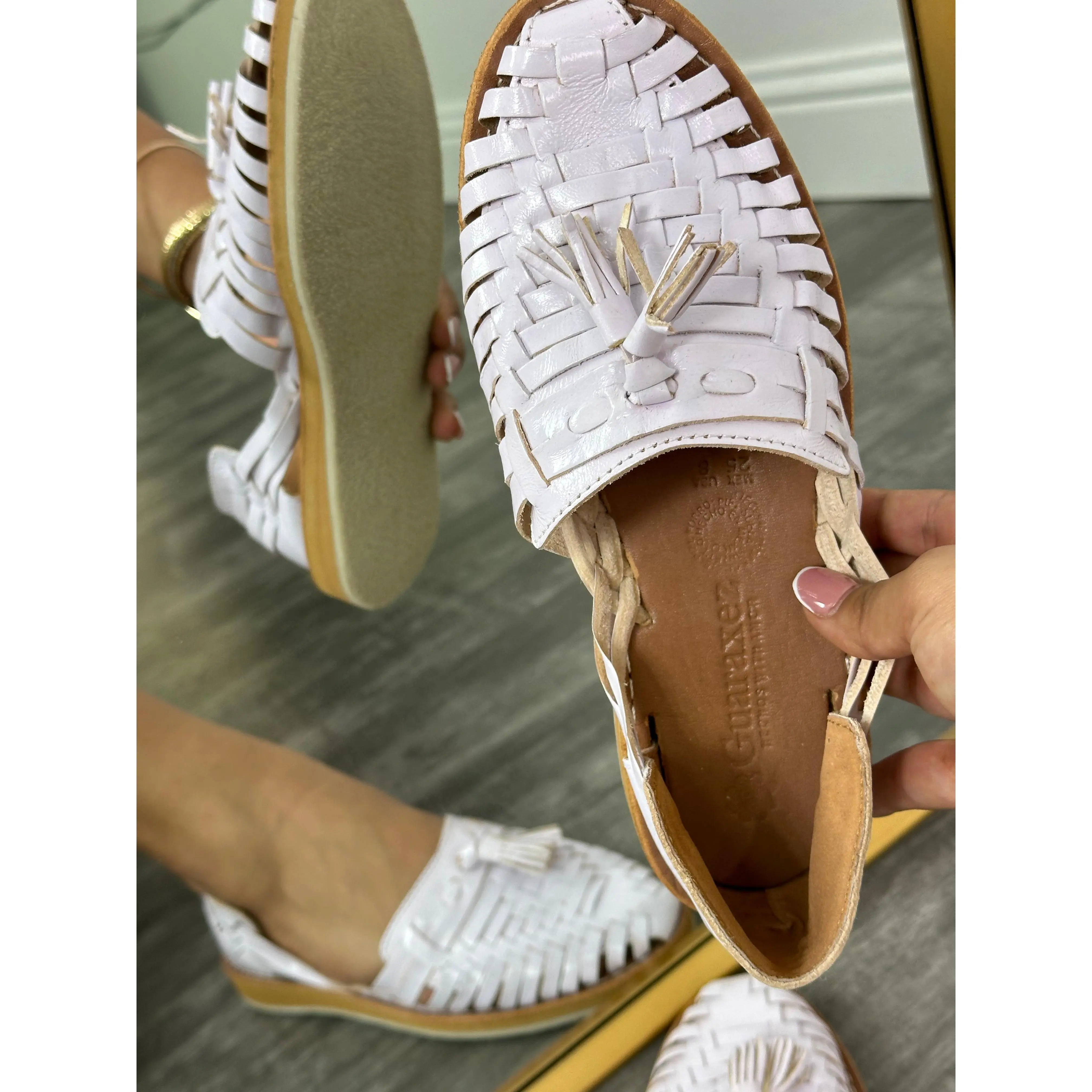 Mirnita Mexican Huaraches White