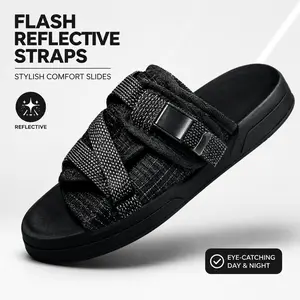 Reflective Adjustable Slide Sandals for Men & Women – Lightweight Comfort Slippers with Cushioned Non-Slip Sole