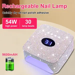 UV Light for Gel Nails, 54W UV LED Nail Lamp Cordless Rechargeable Nail UV Lamp Nail Light with 3 Timer and LCD Display, Professional Nail Polish Curing Lamp Nail Dryer for Salon Use
