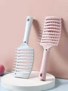1 Piece Of Colorful Pork Rib Comb, Hair Straightening Comb, High Top Fluffy Hair Styling Comb, Long Hair Curly Hair Massage Curved Comb, Large Curved Pork Rib Design Suitable For All Hair Types, Scalp Massage And Straight Hair Comb