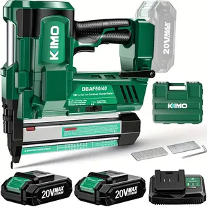 KIMO 18 Gauge Brad Nailer Battery Powered w/ 2 X 2.0 Battery & Charger，2 in 1 Cordless Electric Stapler, Adjustable Depth, 1000pcs Nails, 18GA Staples, Home Improvement & Woodworking