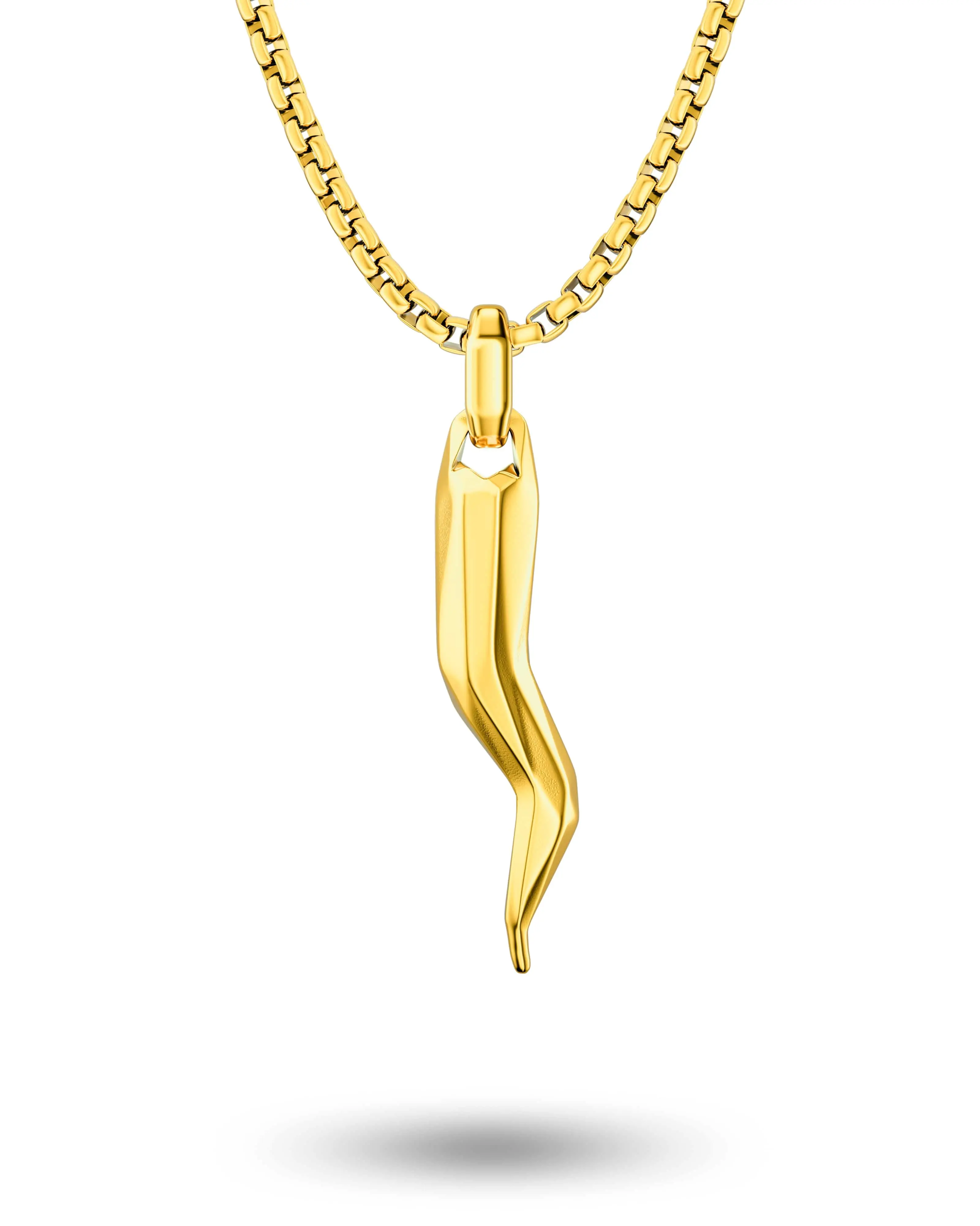 RTZN Italian Horn Necklace For Men (Color: Gold)